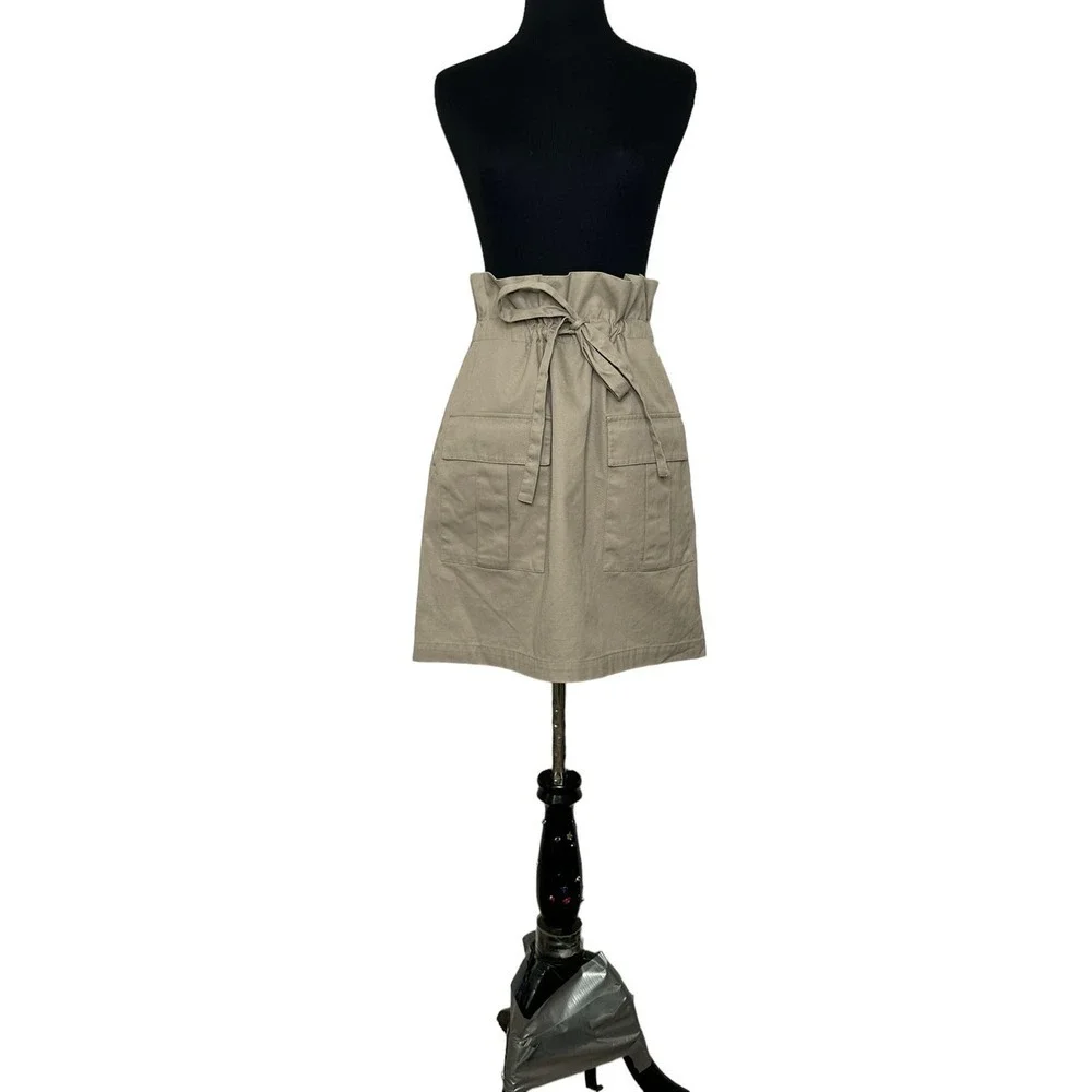 Rebecca Minkoff Beige Paperbag Bradley Paperbag Skirt Size Medium - Picture 9 of 14